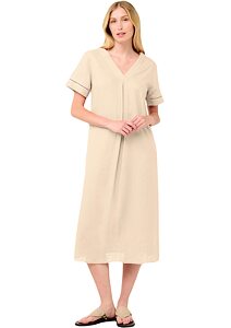 Jednoduché letní šaty Vamp z popelínu 22456 beige skin