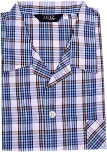 Pyžamo Luiz Charles modro-tyrkys kostička