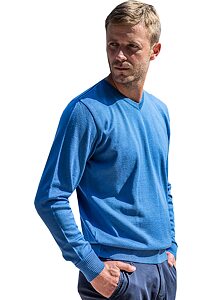 Pánský svetr s véčkovým výstřihem  Jordi 832 modrý