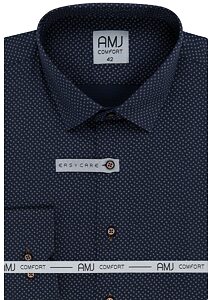 Dizajnová košeľa pre mužov AMJ Comfort Slim Fit VDSB 1214 nočná modrá