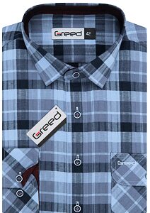Pánska voľnočasová košeľa AMJ Greed SD 377 jeans kocka