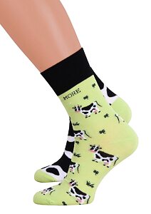 Dámske ponožky s obrázkami More 39078 limet krava