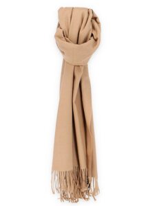 Dámská šála s třásněmi camel