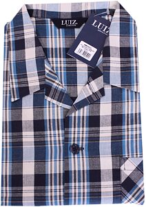 Pyžamo Luiz Charles navy-petrol kostka
