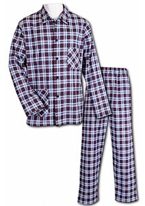 Flanelové pyžamo Luiz Jirka jeans-red kostka