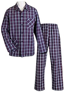 Popelínové pyžamo Luiz Charles 328 navy-red kostička