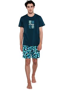 Pánské pyžamo Vamp s krátkým rukávem 20710 blue depths
