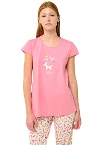 Bavlněné dámské pyžamo s kapri kalhotami Vamp 22270 pink sea