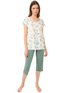 Dámské pyžamo Vamp s kapri kalhotami 22082 blue matcha