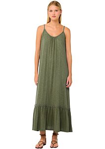 Viskózové letní maxi šaty na ramínka Vamp 22503 green olive