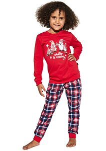 Dievčenské pyžamo Cornette Kids Gnomes červené