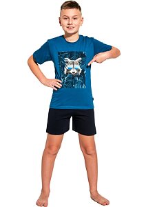 Krátké pyžamo pro kluky Cornette Young Raccoon petrol