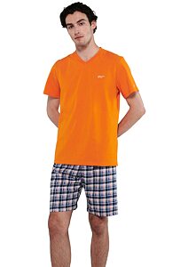 Pyžamo Vamp pro muže s krátkými rukávy 20620 oranžové