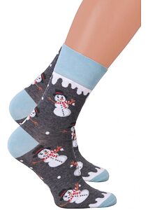 Pánske vzorované ponožky More 244079 šedý snehuliak