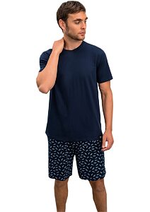 Mladistvé krátke pyžamo pre mužov Vamp 16850 blue oxford