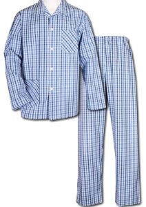 Popelínové pyžamo Luiz Charles 3007 navy-tyrkys kocka