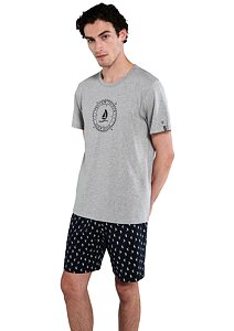 Krátké pánské pyžamo Vamp 20630 šedé