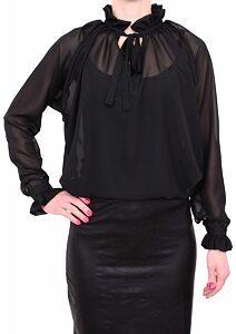 Elegatné tylová dámska košeľa Fashion Mam 22 čierna
