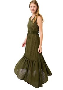 Letní šaty Vamp Ramie Maxi s výstřihem do V 22870 green moss