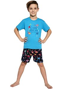 Krátke pyžamo pre chlapcov Cornette Young Caribbean tyrkys