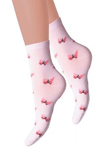 Dětské obrázkové ponožky s motýli Steven 383014 růžové
