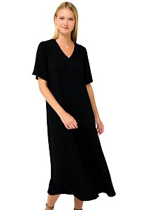 Jednoduché letní šaty s výstřihem do V Vamp 22511 black