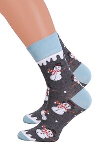 Obrázkové dámske ponožky More 148078 snehuliak