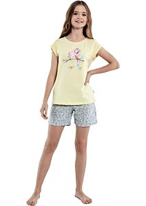 Dívčí bavlněné pyžamo Cornette Parrots vanilka