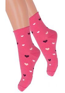 Dětské obrázkové ponožky se srdíčky Steven 430014 růžové