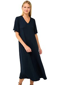 Jednoduché letní šaty s výstřihem do V Vamp 22511 blue