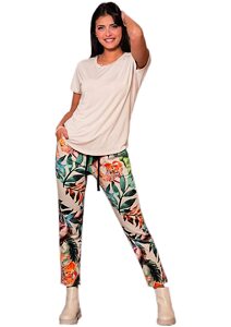 Dizajnové nohavice pre ženy 81-1010 multicolor
