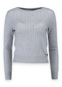 Trendy svetr s kulatým výstřihem pro ženy GJ90009D sv.šedý