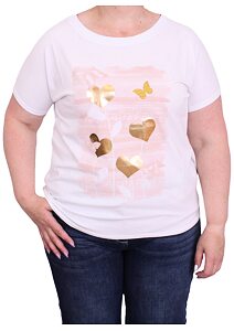 Bavlněné dámské tričko s potiskem Mitica 299 motýl růžové