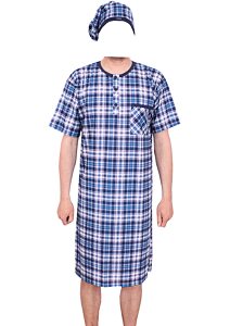 Pánská noční košile s krátkým rukávem Kostka 109/09 navy