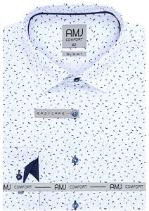 Elegantní pánská košile AMJ Comfort Slim Fit VDSBR 1308 bílo-modrá
