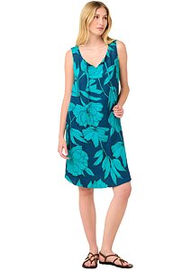 Dámské letní šaty s potiskem pivoňek Vamp 22411 blue lagoon