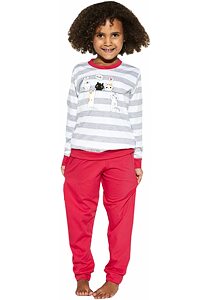 Bavlnené dievčenské pyžamo Cornette Young Hello prúžok