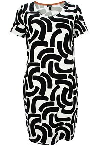 Dizajnové šaty s krátkym rukávom Kenny S. 718610 čierno-biele