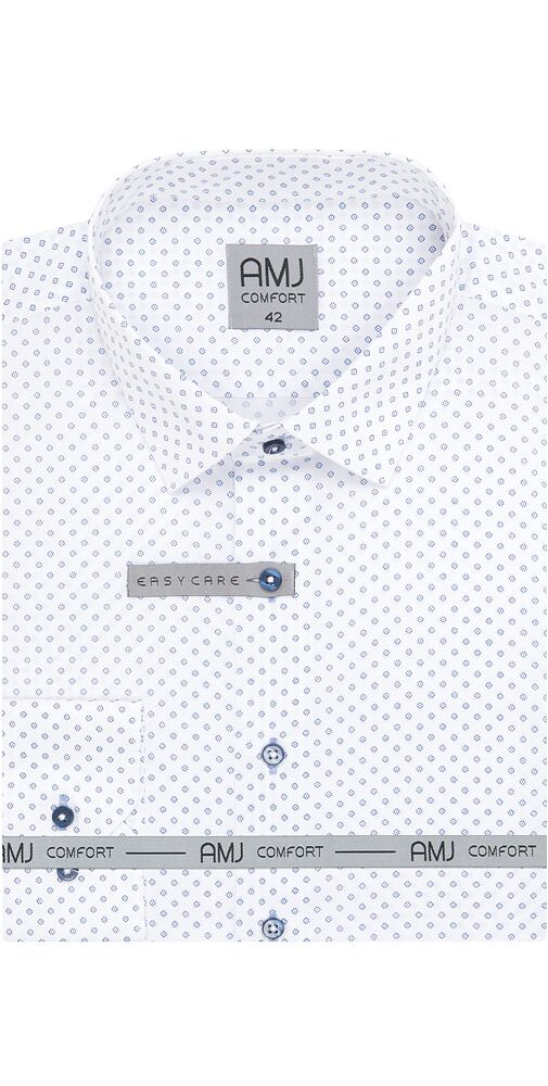 Pánská funkční košile s dlouhým rukávem AMJ Slim Fit VDSE 1345 bílo-modrá