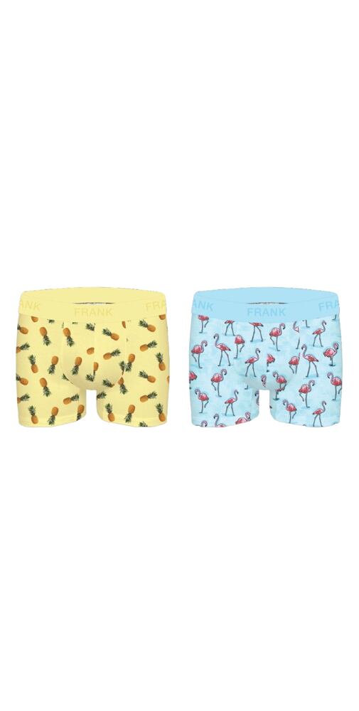 Pánské boxerky John Frank JF2BFUN05 2 pack žluto-modré