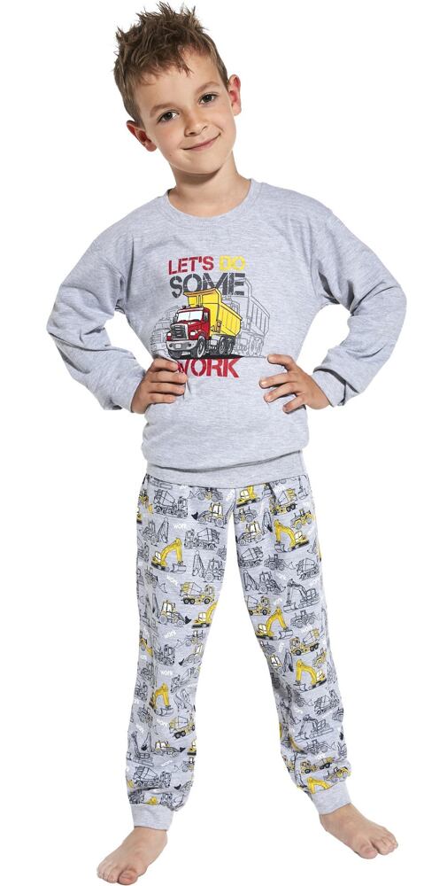 Dlouhé pyžamo pro kluky s náklaďákem Cornette Kids Tripper šedé