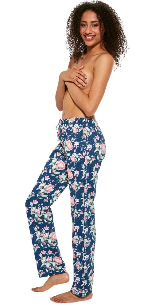 Půvabné dámské domácí kalhoty Cornette 690/29 jeans květ