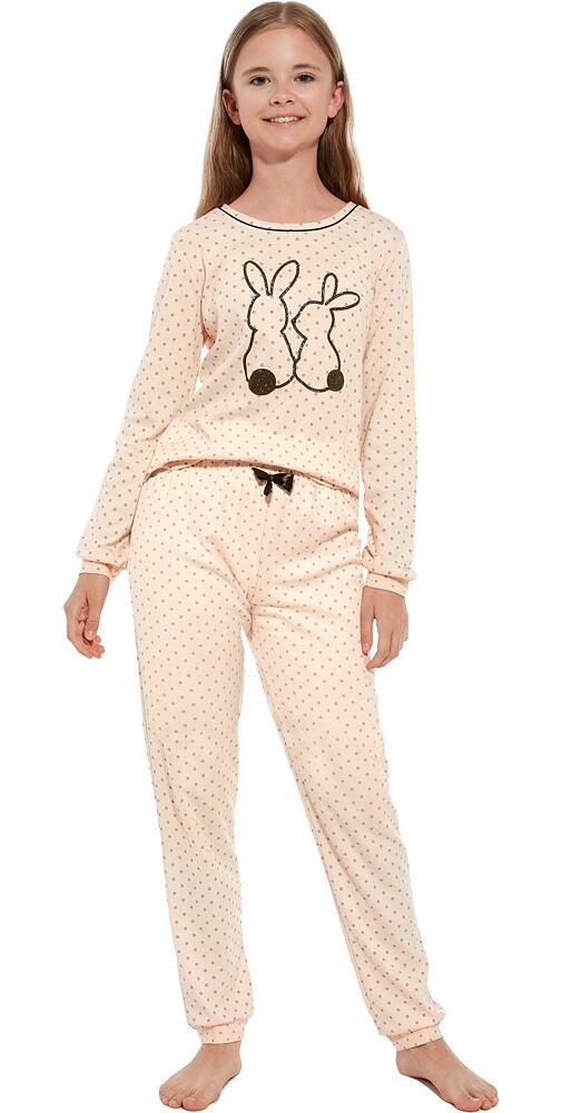 Dlouhé pyžamo pro děvčata Cornette Rabbits meruňkové