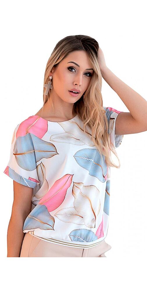 Květovaná halenka M. Hajdan 1178 pink list