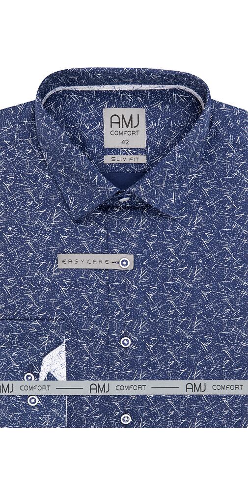 AMJ Comfort Slim Fit pánská košile VDSBR 1312 inkoust