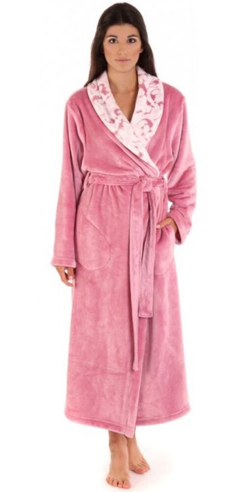 Dámský župan z flanel fleece Vestis Flora šál st.růžová