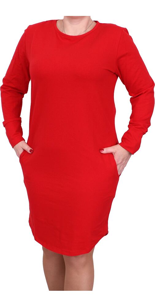 Dámské šaty s dlouhým rukávem Ruko 5411 červené