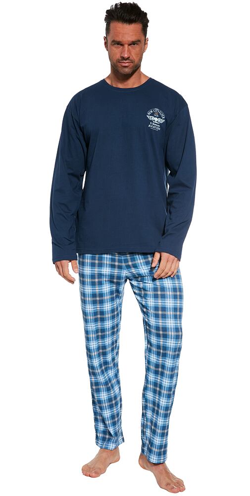 Bavlněné pánské pyžamo Cornette Aviator navy