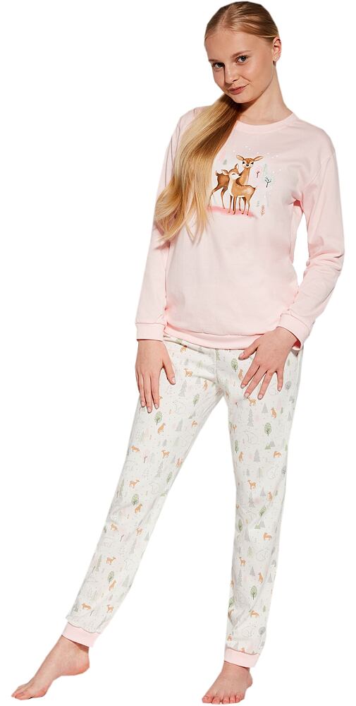 Bavlněné dívčí pyžamo Cornette Fall pudr