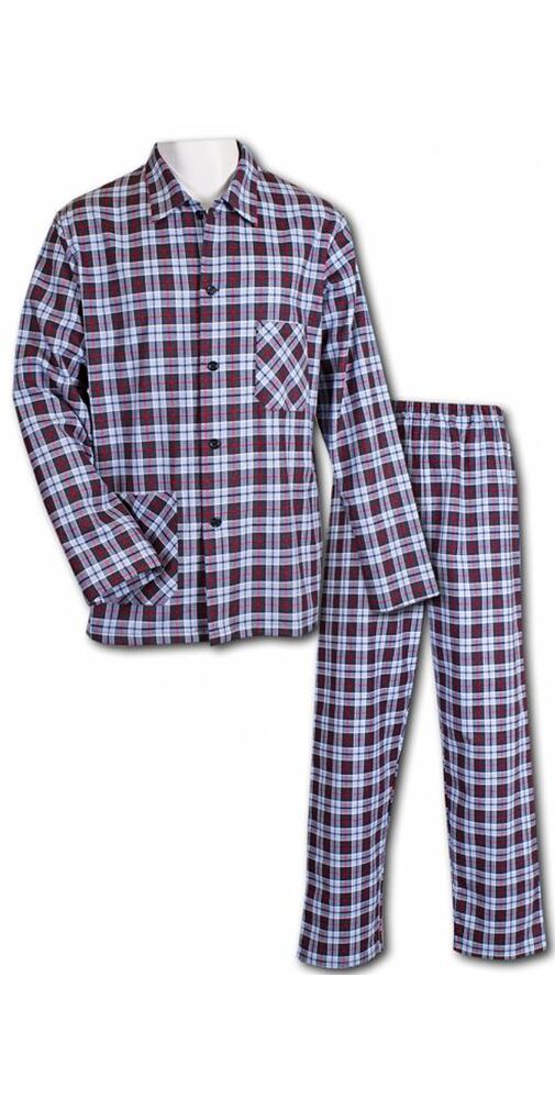 Flanelové pyžamo Luiz Jirka jeans-red kostka